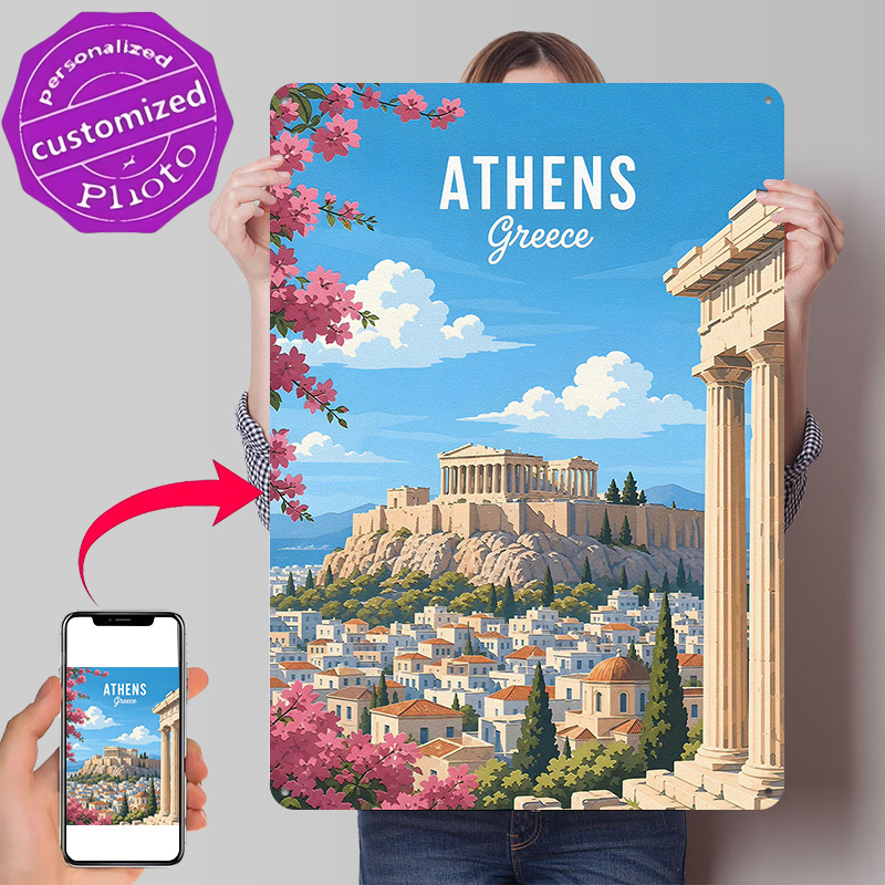 Travel Accessories Greece - Металлический постер «Афины: Автосервис» (Греция) –